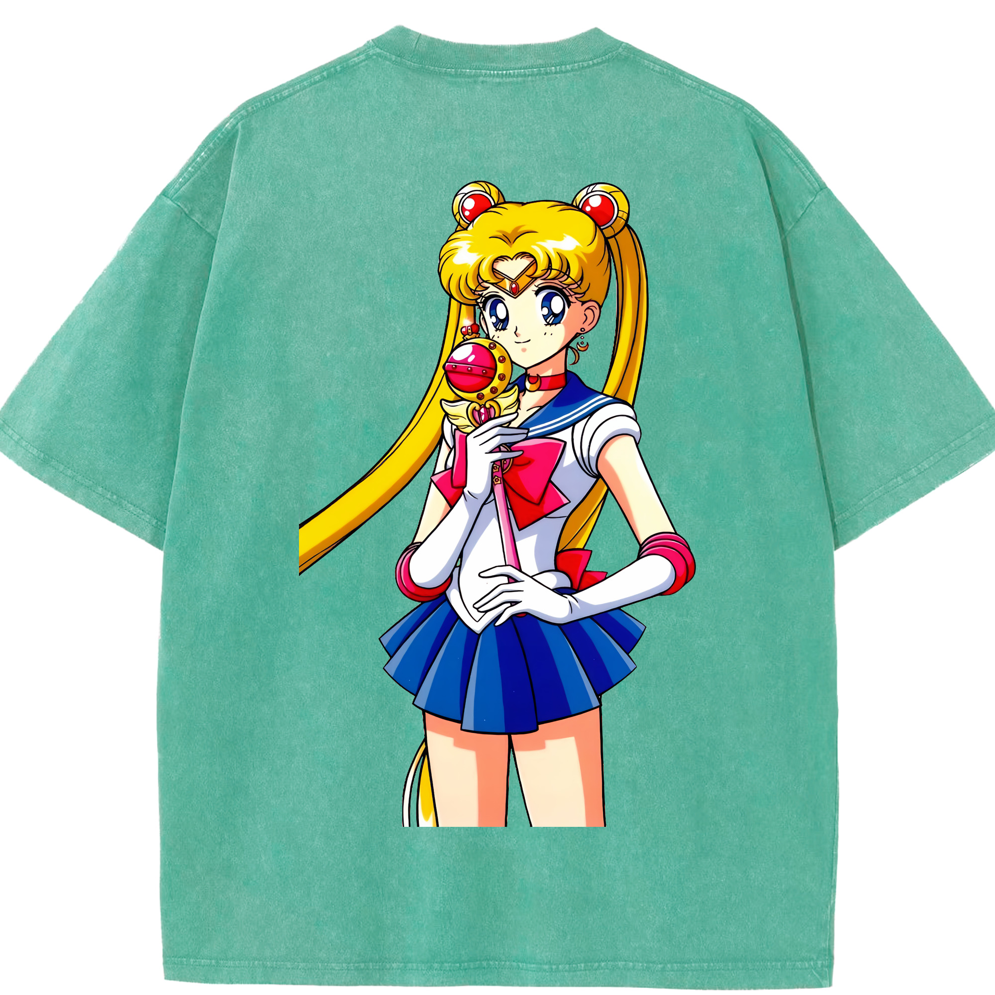 （画像用） 美少女戦士セーラームーン 月野 うさぎ つきの うさぎ Sailor Moon Tsukino Usagi 綿100% ヴィンテージ風 半袖Tシャツ（背面プリント）